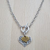 Silver Filigree and Bronze Heart Necklace